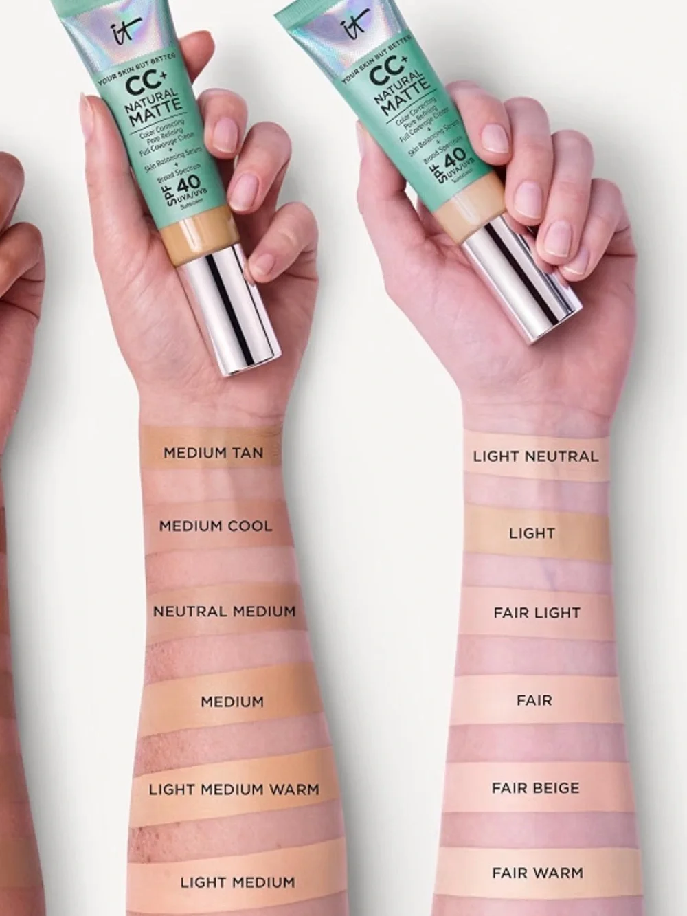 it cosmetics CC+ Oil-Free Matte Cream SPF 40 - Teal Packaging with Beige Shade